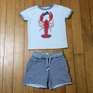 MINI BODEN BABY BOY 3-4 TEE SHORTS SET EUC